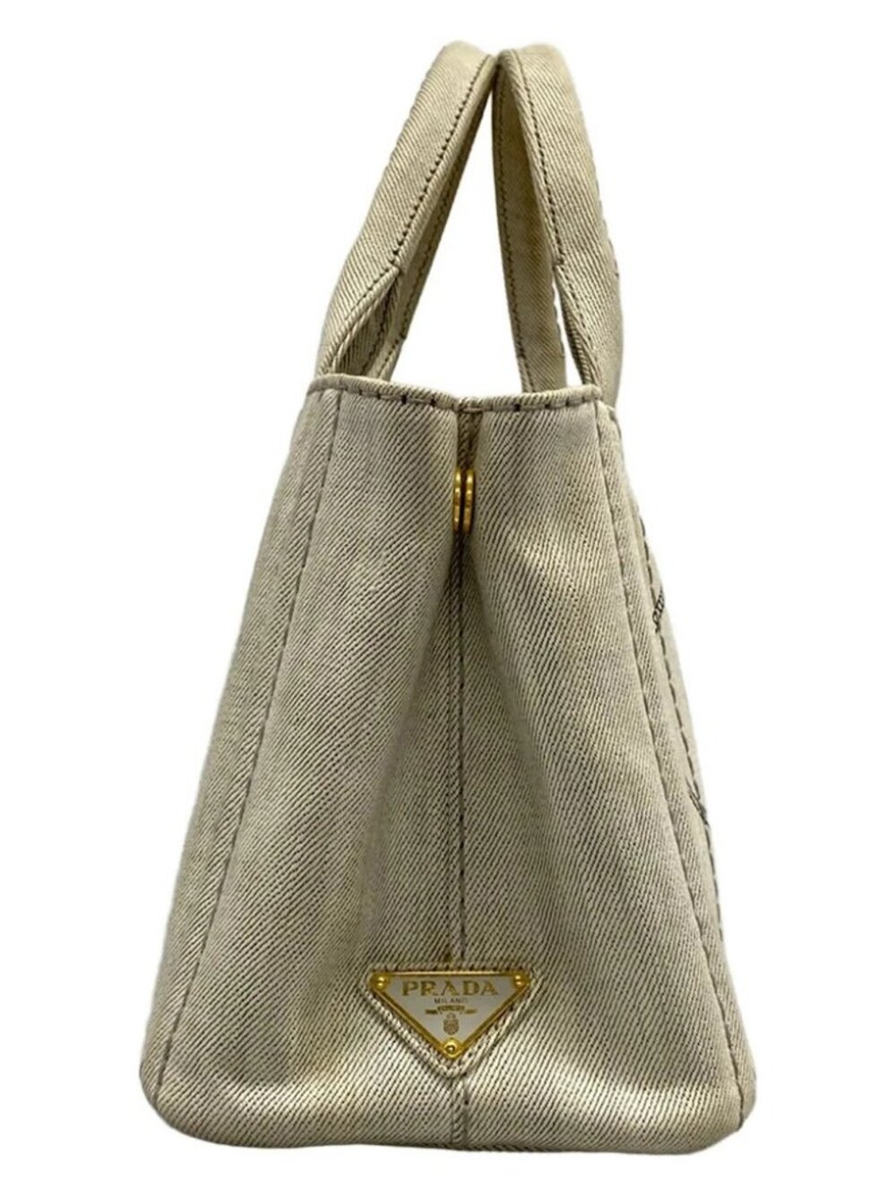 PRADA CANAPA Cream Canvas Tote Bag - Picture 4 of 14